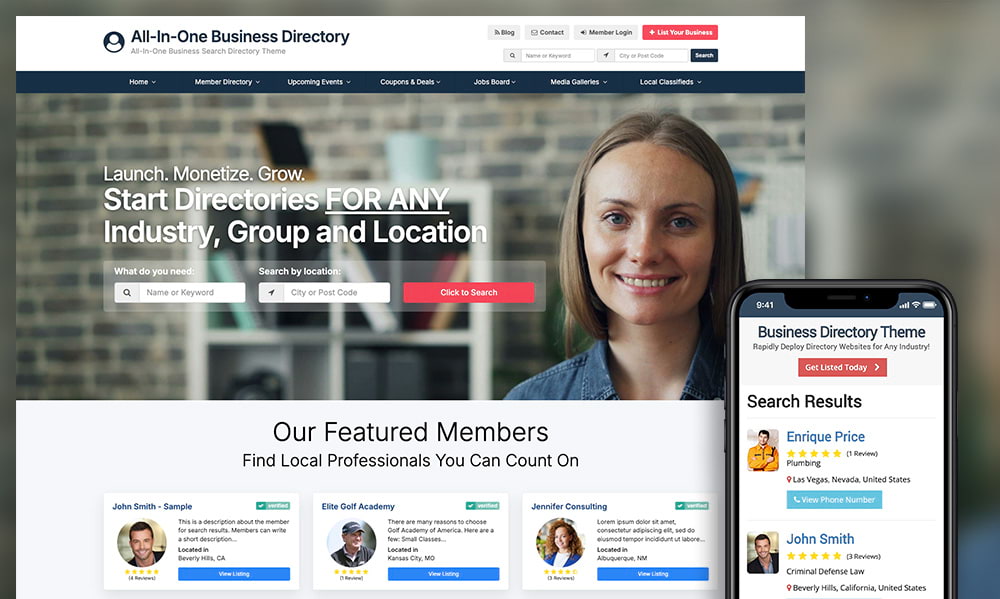 Business Search Directory Theme preview